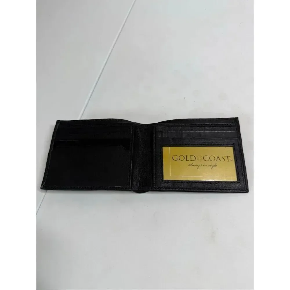 Men’s Leather Bifold Wallet ID / Credit Cards Slots Black See Description